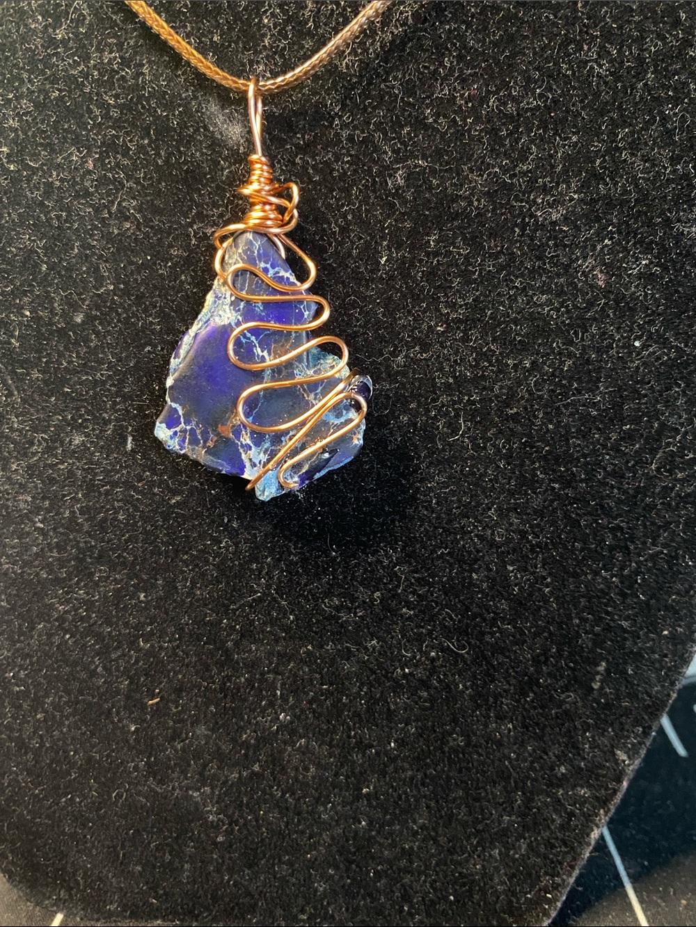 Handcrafted Copper-Wrapped Blue Stone Pendant Necklace